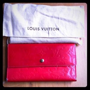 Louis Vuitton Trifold Wallet.  Red Vernis Monogram